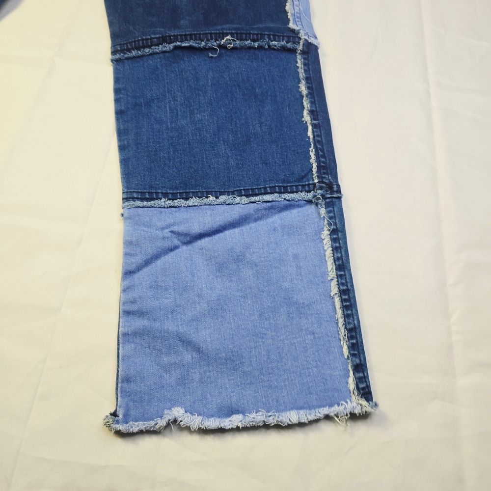 Unbranded Men's Patchwork Denim Jeans XL 36 x 29 Blue Frayed Raw Edge Seams Z36 - Picture 6 of 12